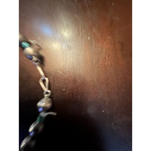 VTG Native American Silver Turquoise Bead Necklace Isleta Cross Dragonfly - Picture 12 of 12